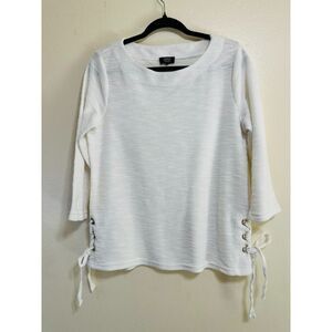 Jones New York Women's Y2K Lightweight Side Tie 3/4 Sleeve Tunic, Size L